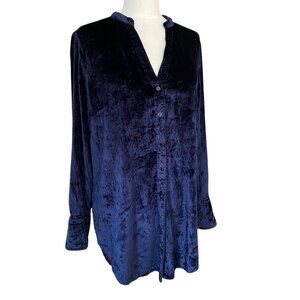 Maeve Anthropologie Crushed Velvet Tunic Top Blue Oversized Boho Whimsigoth-12